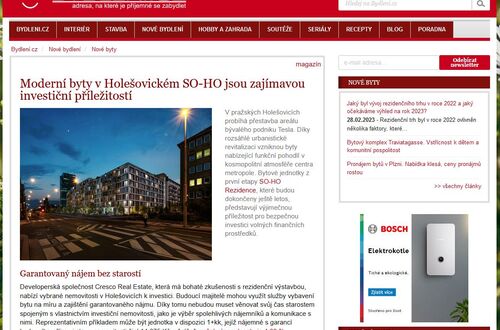 Moderní byty v Holešovickém SO-HO jsou zajímavou investiční příležitostí