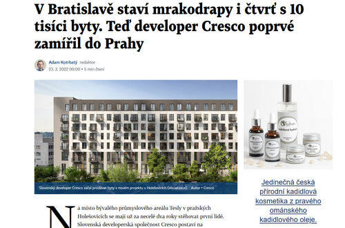 V Bratislavě staví mrakodrapy i čtvrť s 10 tisíci byty. Teď developer Cresco poprvé zamířil do Prahy