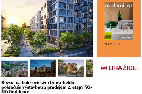 Rozvoj na holešovickém brownfieldu pokračuje výstavbou a prodejem 2. etapy SO-HO Rezidence