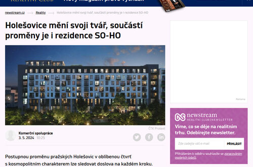 Holešovice mění svoji tvář, součástí proměny je i rezidence SO-HO