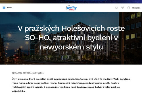 V pražských Holešovicích roste SO-HO, atraktivní bydlení v newyorském stylu